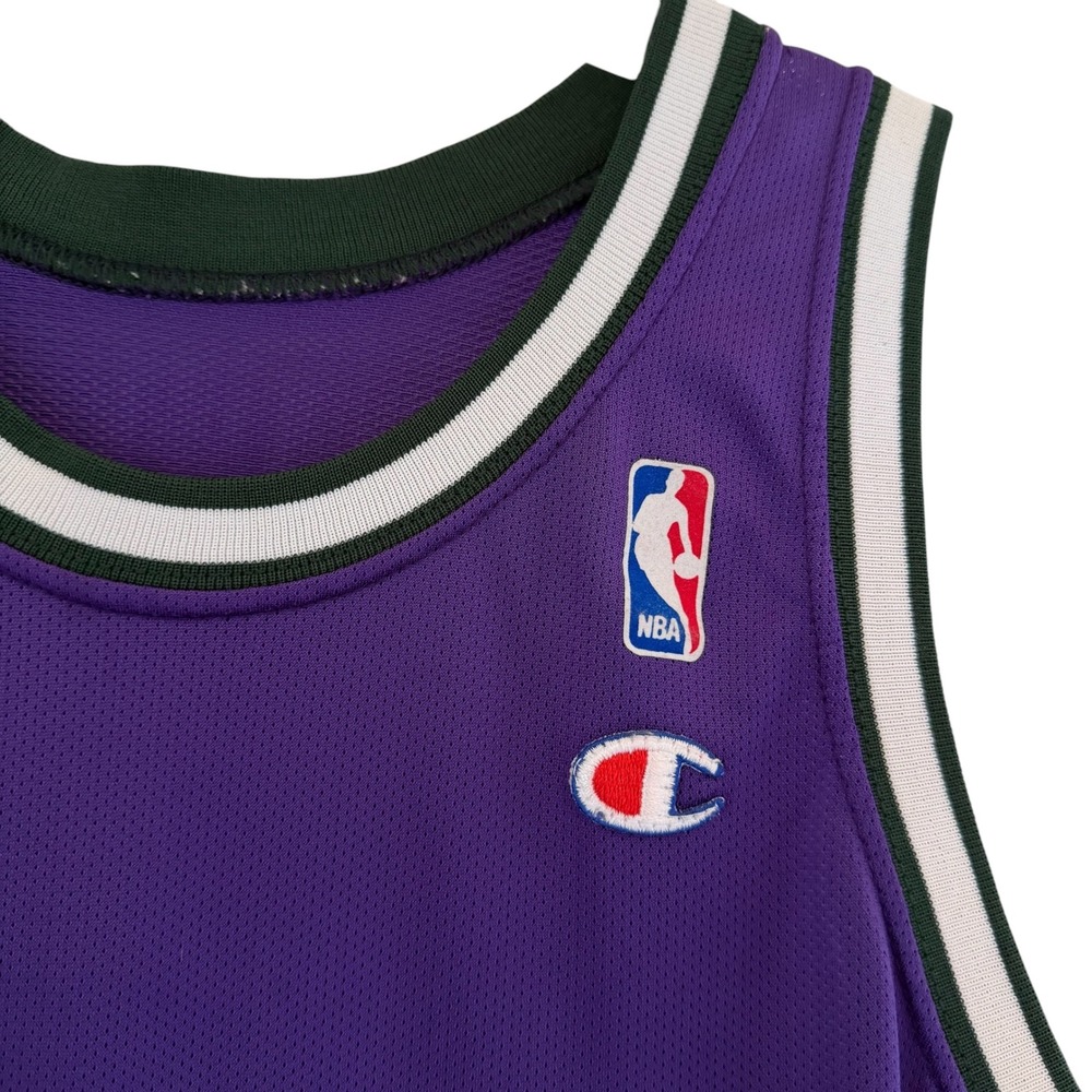 Champion Milwaukee Bucks Glenn Robinson 13 Jersey VTG 90s Purple NBA 40 Medium - Picture 4 of 10